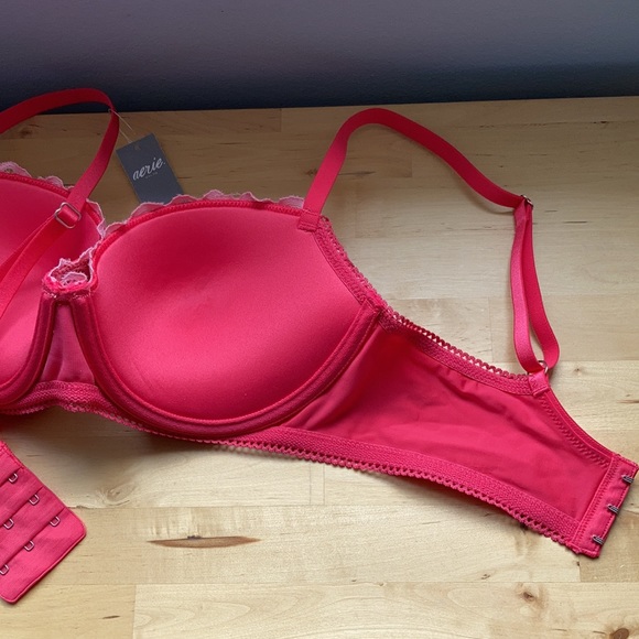 NWT Pink aerie satin & lace push up bra - 32D - Picture 9 of 14